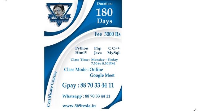 C C++ JAVA PYTHON HTML 5 PHP MYSQL Certificate Course | 369 TESLA смотреть онлайн
