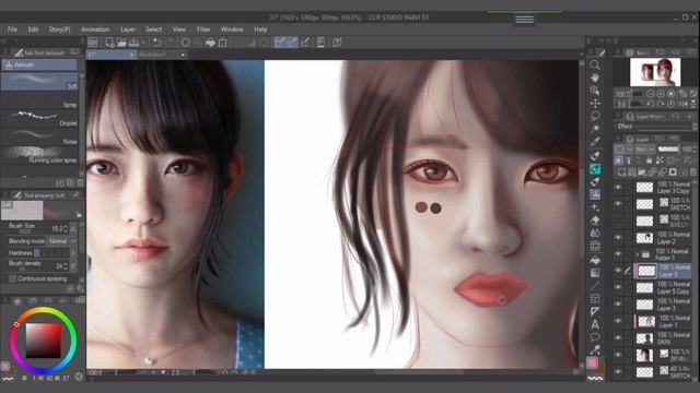 Realistic portrait digital painting step by step process - Speed paint (Time-lapse) смотреть онлайн