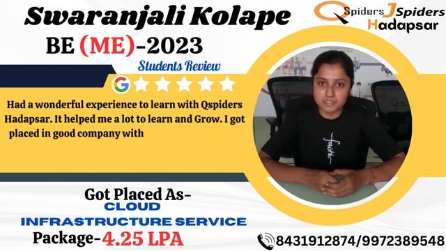 QSPIDERS HADAPSAR STUDENT GOT PLACED AS INFRASTRUCTURE SERVICE, CONGRATULATIONS SWARANJALI смотреть онлайн