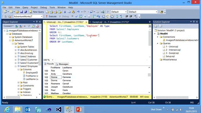 4 - Querying with Transact-SQL - Using Set Operators смотреть онлайн
