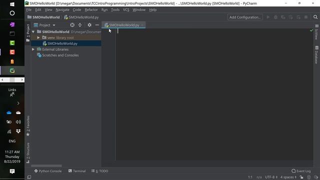 PyCharm Hello World for TCC Intro to Programming смотреть онлайн