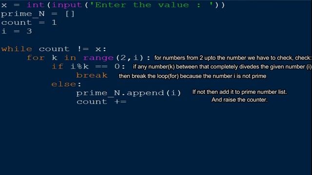 Python code to count nth Prime number | Python 3.9 смотреть онлайн