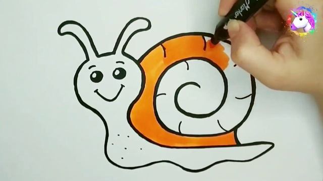 Простые рисунки для детей. Как нарисовать улитку. Рисуем и раскрашиваем улитку. смотреть онлайн