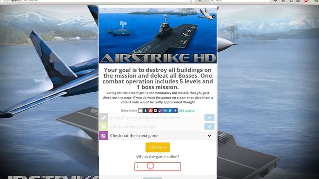 Как бесплатно получить стим ключ игры AirStrike HD !FREE смотреть онлайн