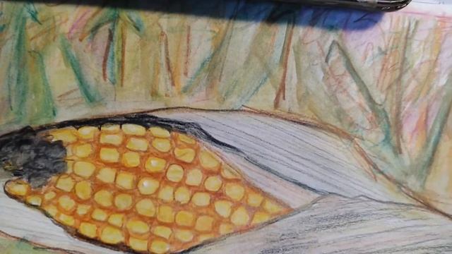 Water colour corn maze memory sketch. Water colour pencil crayons. Travel sketch. смотреть онлайн