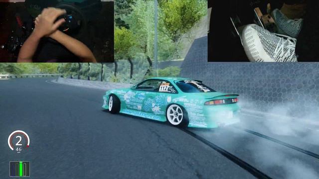 Drifting the S14 | steering wheel + pedal | happoghara | Logitech G29 | Assetto Corsa | SOL | смотреть онлайн