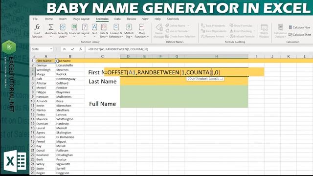 Baby Name Generator In Excel | OFFSET Function | RANDBETWEEN Function [Hindi] смотреть онлайн
