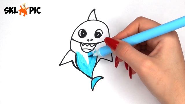 Раскраска для детей Акула. Как Нарисовать Акулу. How To Draw A Shark For Kids смотреть онлайн