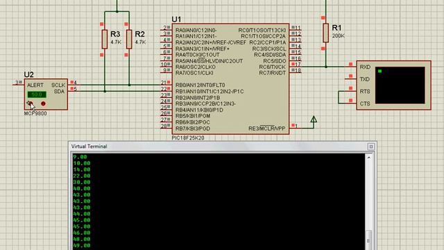 MCP9800 Proteus Simulation смотреть онлайн