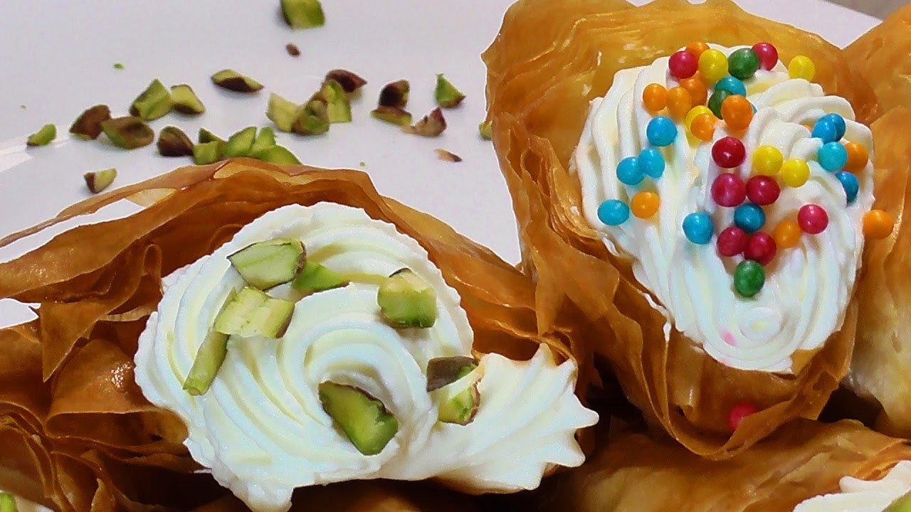 Конверты из теста Фило с кремом Выпечка Тесто Фило. смотреть онлайн