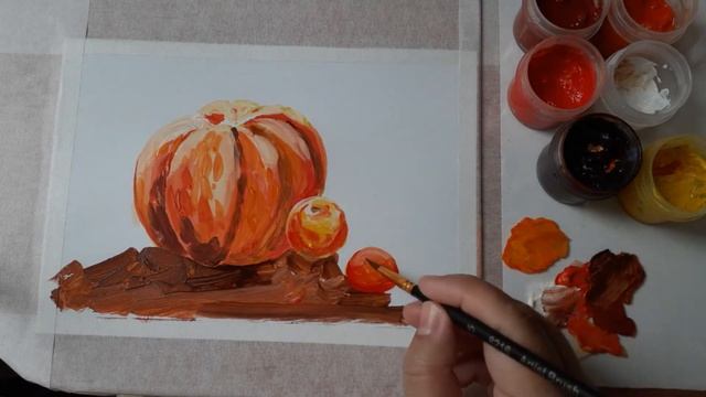 Разноцветные краски осени в натюрморте / рисуем тыкву смотреть онлайн