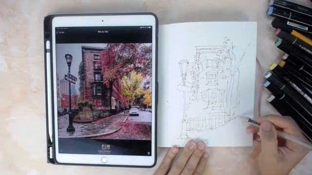 Рисуем городской скетч за 10 минут смотреть онлайн