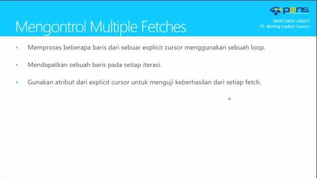 Basis Data Lanjut Oracle: Praktikum 5 - Writing Explicit Cursors смотреть онлайн