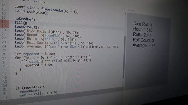 How Many Dice Rolls Until You Get A Repeat in p5 js смотреть онлайн