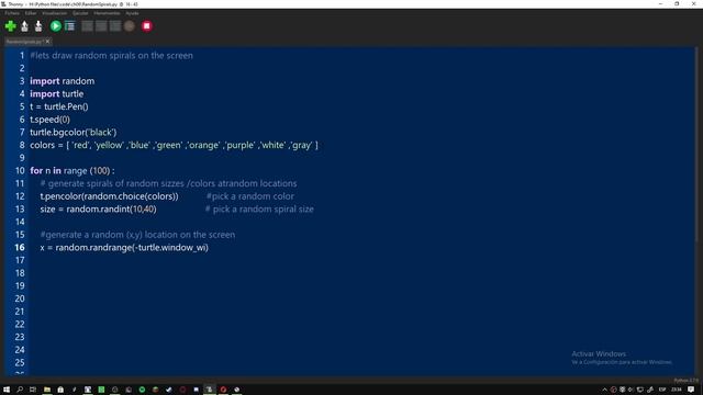 Python Turtle Tutorials 16 # Draw Random Spirals смотреть онлайн