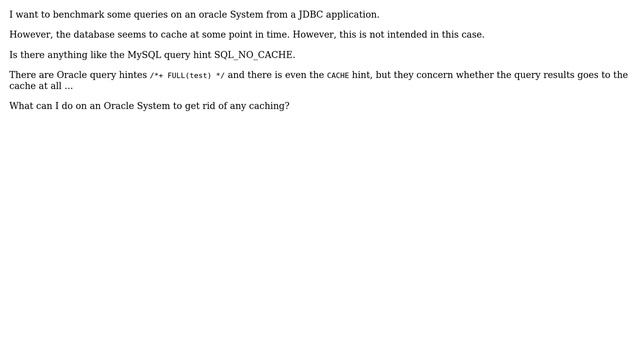 Databases: Oracle Benchmarking (SQL_NO_CACHE ...) смотреть онлайн