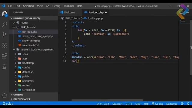 PHP Tutorial || Make Dropdown Item Using for Loop || for loop tricks смотреть онлайн