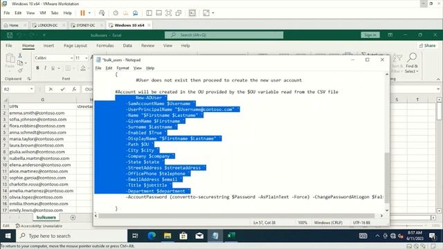 Creating multiple / bulk users in "Active Directory" using CSV file & PowerShell смотреть онлайн