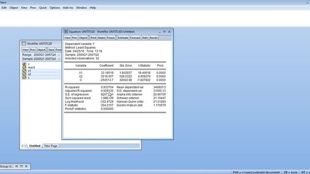 EViews. Урок 1. Построение модели множественной регрессии. смотреть онлайн