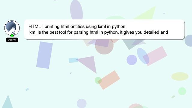 HTML : printing html entities using lxml in python смотреть онлайн
