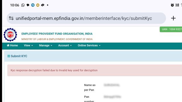 EPFO Big problem 2024/Kyc response decryption failed due to Invalid key used for decryption смотреть онлайн