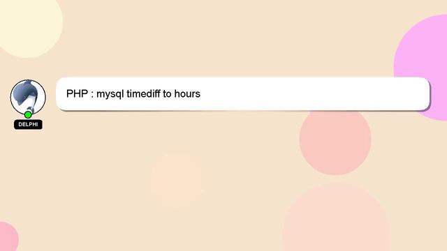 PHP : mysql timediff to hours смотреть онлайн