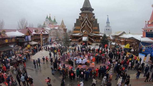 Прогулка по Москве, Масленица, Кремль Измайловский | Россия 4к. смотреть онлайн