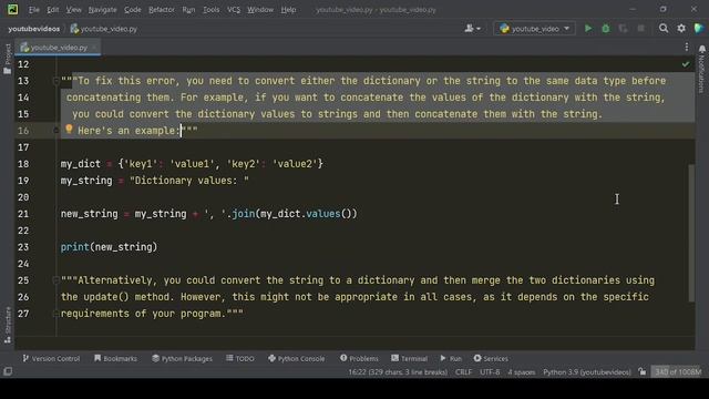 "Python Error: TypeError: Unsupported Operand Types for + 'dict' and 'str'" смотреть онлайн