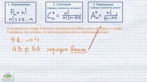 Комбинаторика. Основные формулы (перестановки, сочетания, размещения) и примеры решения задач.