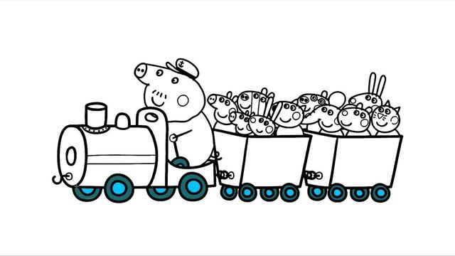 Peppa Pig and Her Friends | Coloring Video For Kids | Peppa Pig and Friends in Train Coloring Book смотреть онлайн