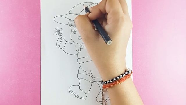 Children's day drawing ||Cute child Drawing with butterfly||Easy Drawing on children's day||Cute bo смотреть онлайн