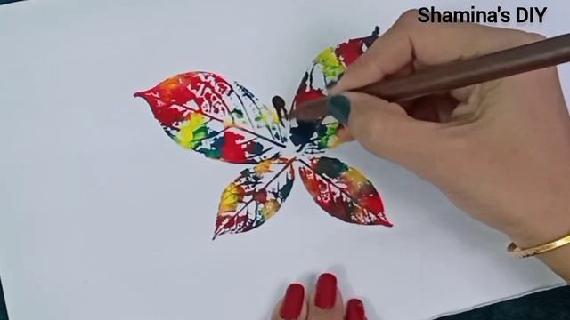 Leaf Impression Painting Tutorial / DIY Leaf Printing - Shamina's DIY смотреть онлайн