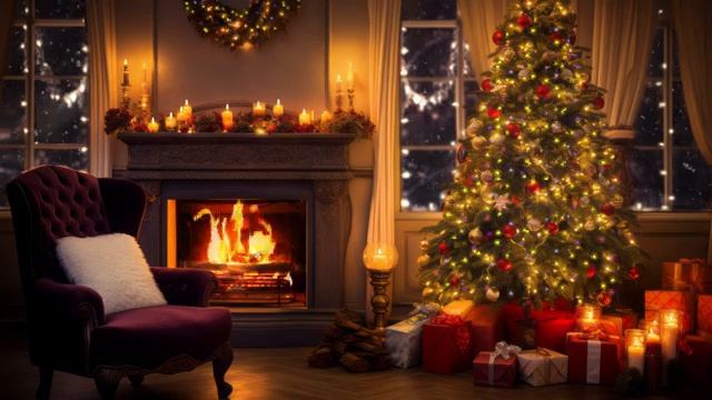 Christmas Ambience Music Fireplace ⛄?Classic Christmas Music With Beautiful Background⛄??