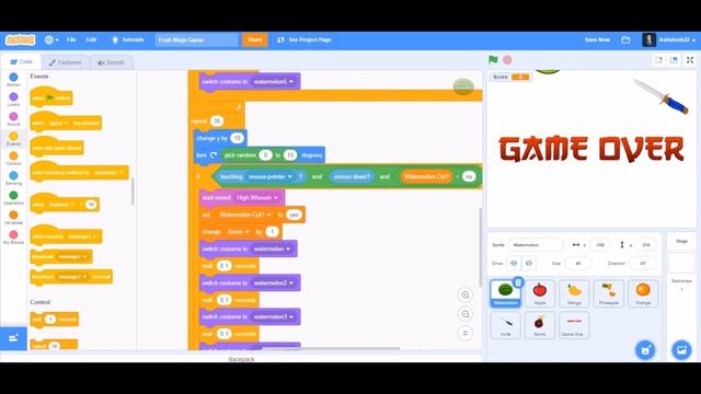 How to make a Fruit Ninja Game in Scratch 3.0 (Easy!) смотреть онлайн