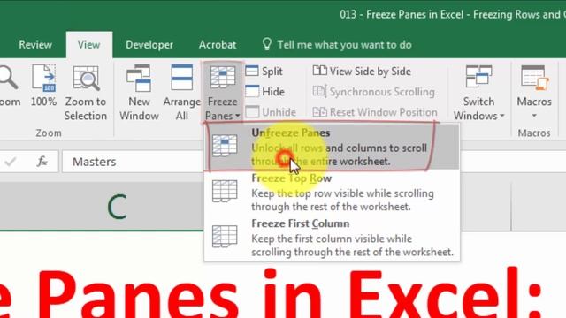 Intro To Excel Course - 2.3 Freeze Panes In Excel -  Freezing Rows And Columns