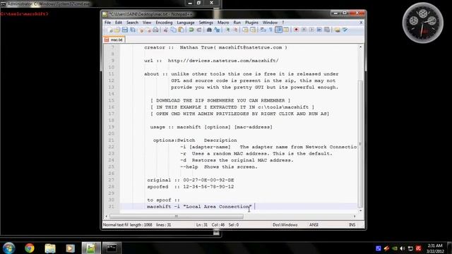MAC ADDRESS SPOOFING :: WINDOWS