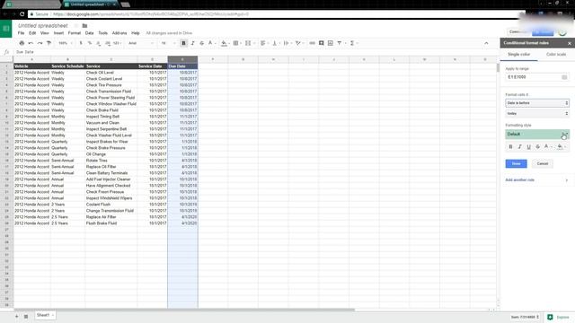 Google Sheets Auto Maintenance Schedule смотреть онлайн