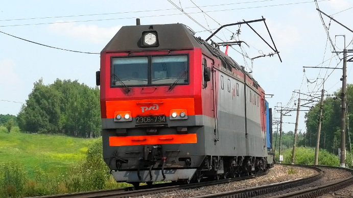 2ЭС6-794 "Синара" с контейнерным грузовым поездом смотреть онлайн