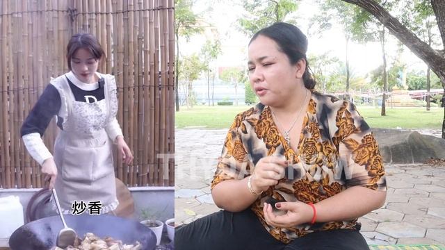 React ! Beautiful girl cooking cow legs at home | Eating with family смотреть онлайн