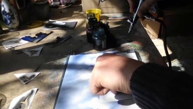 Рисунок аэрографом с трафаретами. Figure Airbrush Stencils.