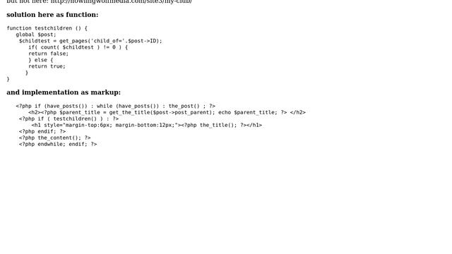 Wordpress: Need a conditional to test if title of parent page matches title of child page смотреть онлайн