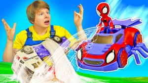 Ремонт машин: Человек-Паук захватил эвакуатор? Развивающие видео про машинки для мальчиков