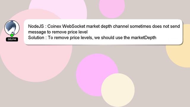 NodeJS : Coinex WebSocket market depth channel sometimes does not send message to remove price leve смотреть онлайн