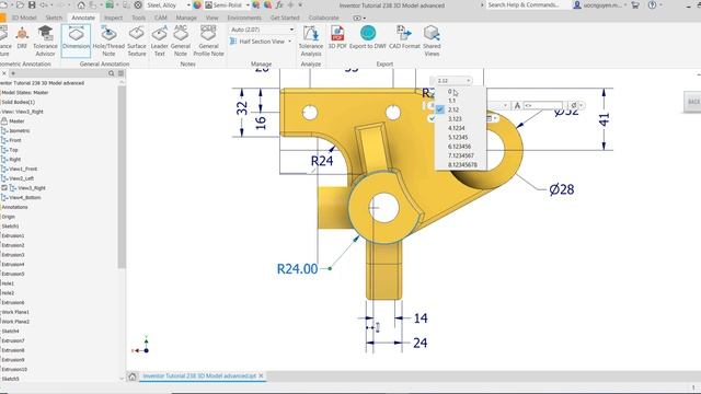 Inventor 2022 Tutorial #240 | 3D Annotate Dimension 3D PDF (MDB) смотреть онлайн