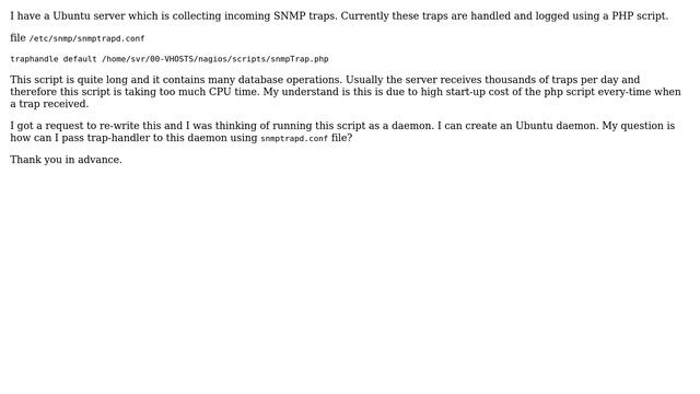 Unix & Linux: Pass SNMP trap packet to a php daemon on Ubuntu смотреть онлайн