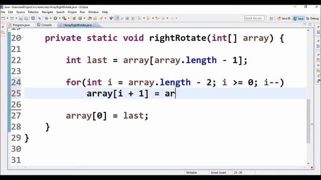 array right rotate in java смотреть онлайн