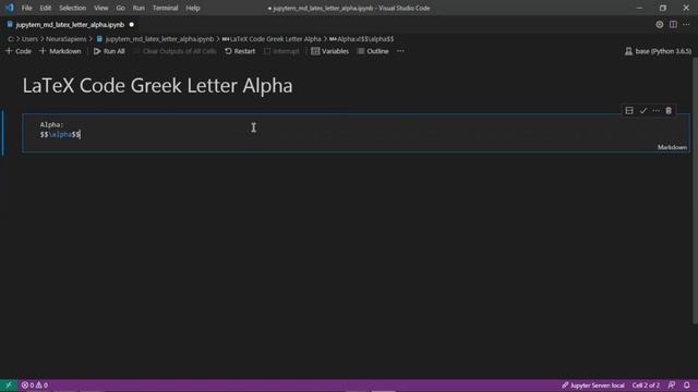Jupyter Notebook | Markdown | LaTeX | How to Show Greek Letter Alpha Using LaTeX Code смотреть онлайн