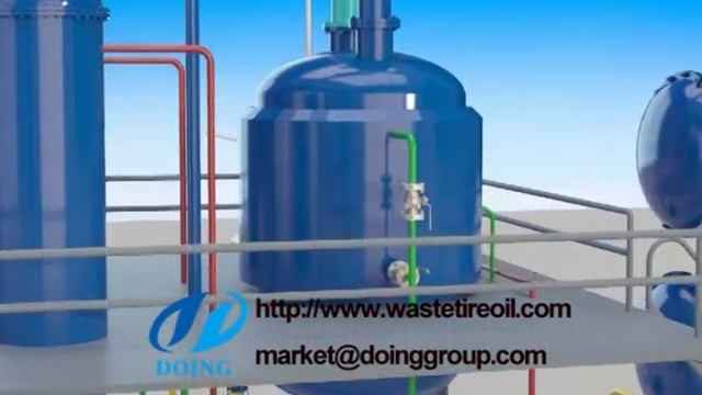 3D animation video of process tyre/plastic to fuel oil pyrolysis plant смотреть онлайн