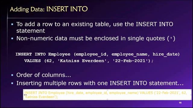 Topic 03, Part 06 - Adding Data using the SQL INSERT INTO Statement смотреть онлайн