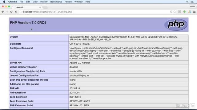 Running phpinfo to check the PHP configuration смотреть онлайн